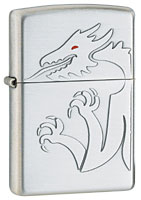 ZIPPO RED-EYED DRAGON - SATIN SILVER