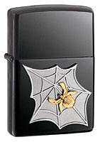 ZIPPO GOLDEN WEB EMBLEM - BLACK ICE
