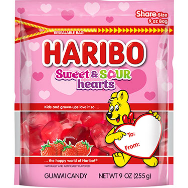 Haribo Valentine Sweet N Sour Hearts 9oz Bag