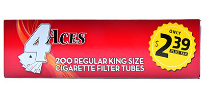 4 Aces Cigarette Tubes Regular King Size PP 2.39 200ct Box