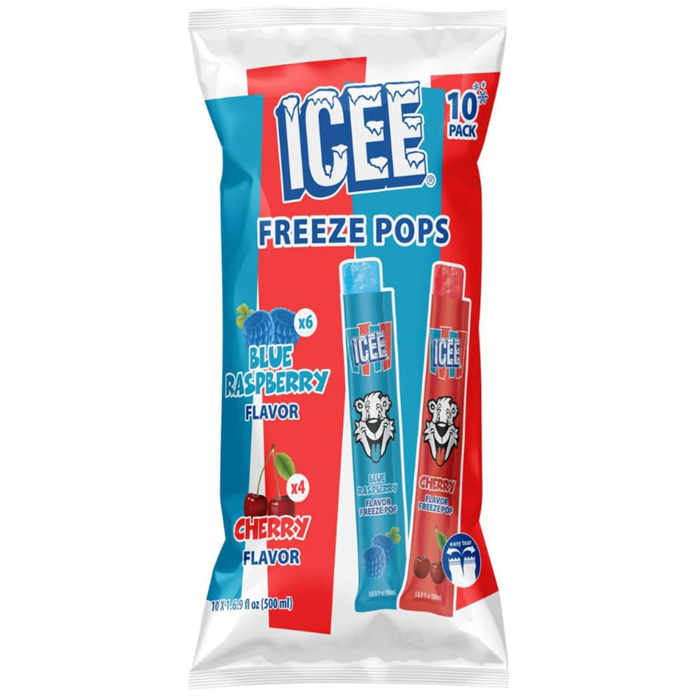 ICEE Freeze Pops Blue Raspberry and Cherry 10ct