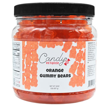 Candy Retailer Gummy Bears Orange 2 Lb Jar