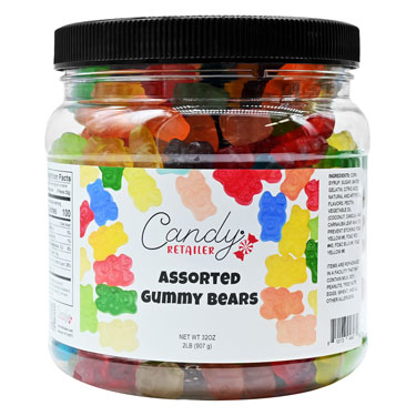Candy Retailer Gummy Bears Assorted 2 Lb Jar