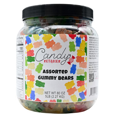 Candy Retailer Gummy Bears Assorted 5 Lb Jar