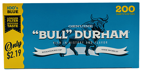 Bull Durham PP Cigarette Tubes Blue 100s 200ct