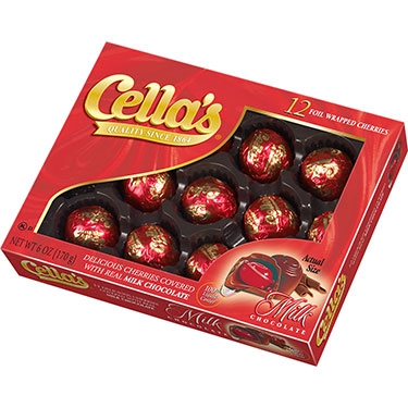 Cellas Milk Chocolate Foil Wrapped Cherries 6oz Gift Box