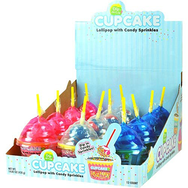 Cupcake Dip N Lik Lollipop With Sprinkles 12ct Box