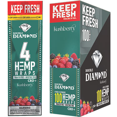 Double Diamond Hemp Wraps Kushberry 25 Packs of 4