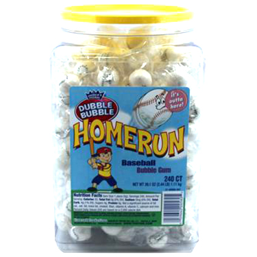 Dubble Bubble Home Run Baseball Bubble Gum 240ct Tub