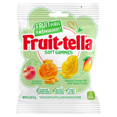 Fruit Tella Gummies Peach Mango 3.2oz Bag