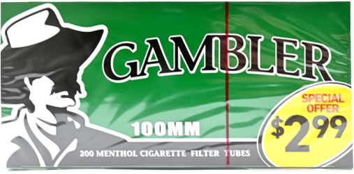 Gambler Cigarette Tubes Menthol 100s PP 2.99 200ct Box