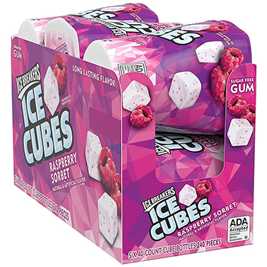 Ice Breakers Ice Cubes Raspberry Sorbet Sugar Free Chewing Gum 6ct Box