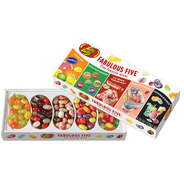 Jelly Belly Fabulous Five With 5 Favorite Mixes 4.25 oz Gift Box