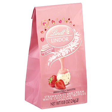 Lindt Valentines Day Lindor Strawberries and Cream Mini 0.8oz Bag