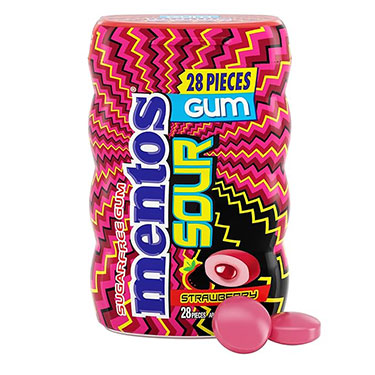 Mentos Sugar Free Gum Sour Strawberry 1.98oz 6ct Box