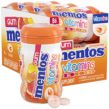 Mentos Sugar Free Gum Vitamins 6ct Box