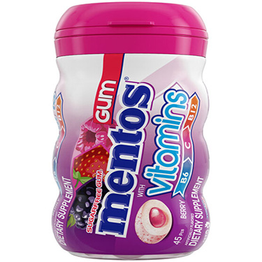 Mentos Sugar Free Gum Vitamins Berry 3.18oz 6ct Box