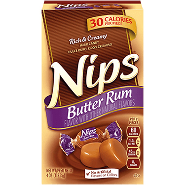 Brachs Nips Butter Rum Hard Candy 4oz Box