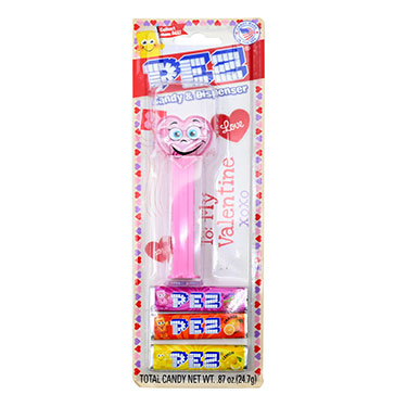 Pez Valentines Crystal Silly Heart Dispenser with Candy Rolls