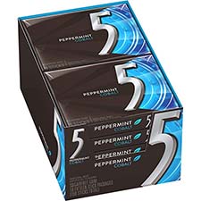 5 Gum Peppermint Cobalt Sugar Free Chewing Gum, 15 Sticks, 10 Pack