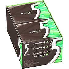 5 Gum Rain Spearmint Sugar Free Chewing Gum, 15 Sticks, 10 Pack