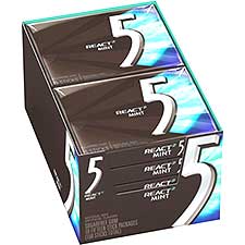 5 Gum React Mint Sugar Free Chewing Gum, 15 Sticks, 10 Pack