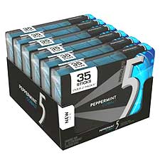 5 Gum Cobalt Peppermint Sugar Free Chewing Gum, 35 Sticks, 6 Pack