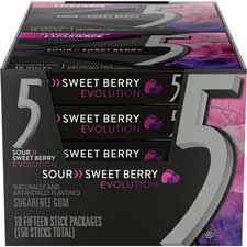 5 Gum Sour Sweet Berry 15ct 10pk