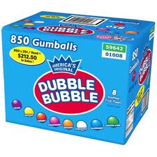 Dubble Bubble Assorted Gumballs 850ct Box