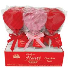Alberts Valentines With All My Heart Chocolate Pop 12ct