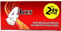 4 Aces Cigarette Tubes Regular 100s PP 2.49 200ct Box