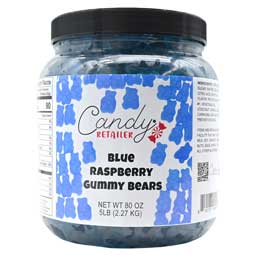 Candy Retailer Gummy Bears Blue Raspberry 5 Lb Jar