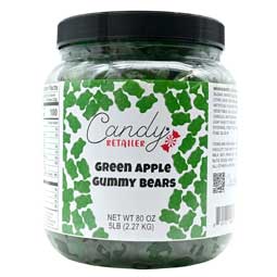 Candy Retailer Gummy Bears Green Apple 5 Lb Jar