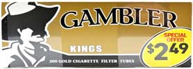 Gambler Cigarette Tubes Gold King Size PP 2.49 200ct Box
