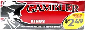 Gambler Cigarette Tubes Regular King Size PP 2.49 200ct Box