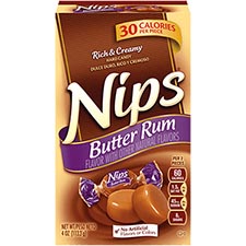 Nips Butter Rum Hard Candy 4oz Box