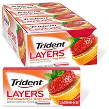 Trident Sugar Free Gum Layers Wild Strawberry and Tangy Citrus 12ct Box