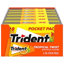 Trident Sugar Free Gum Pocket Pack Tropical Twist 6ct Box
