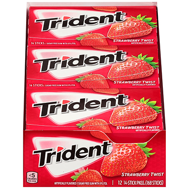 Trident Sugar Free Gum Strawberry Twist 12ct Box