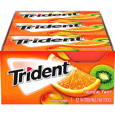 Trident Sugar Free Gum Tropical Twist 12ct Box