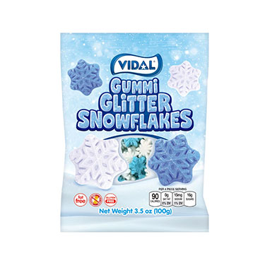 Vidal Christmas Gummi Snowflakes Vanilla and Raspberry Flavored 4.5oz Bag